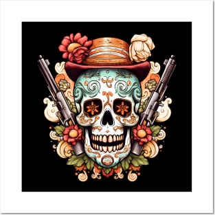 skull with guns Posters and Art